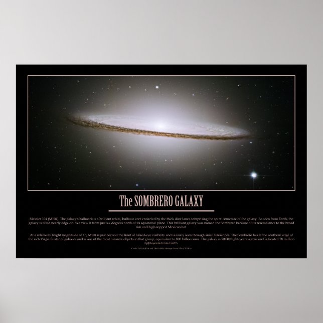 POSTER HUBBLE - A GALÁXIA SOMBRERO (Frente)