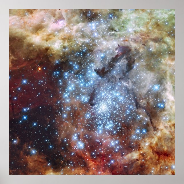 Póster Hubble assiste clusters de estrelas em um curso de (Frente)