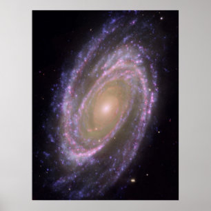 Póster Hubble - Galex - Imagem composta de Spitzer do M81