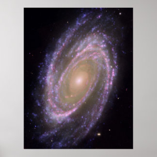 Póster Hubble - Galex - Spitzer Imagem Composta da M81