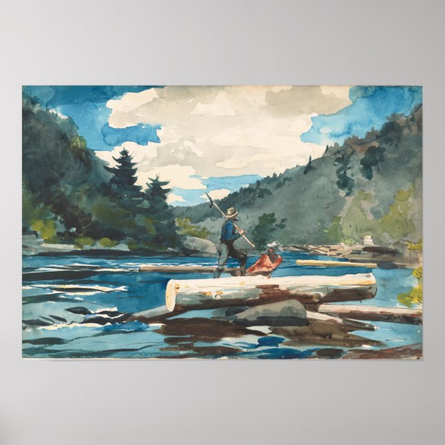 Poster Hudson River Logging Winslow Homer Fine Art (Frente)