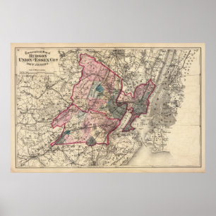 Póster Hudson, Union, Essex Cos, NJ