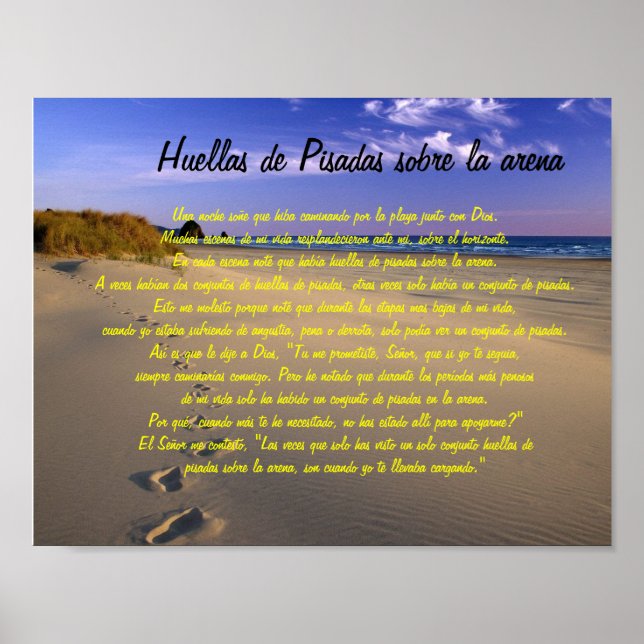 Poster Huellas de Pisadas sobre la arena (Frente)