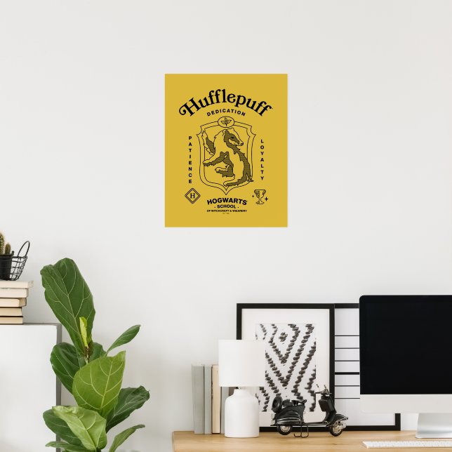 Poster HUFFLEPUFF™ Dedication Patience Loyalty Crest (Escritório em casa)