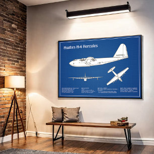 Poster Hughes H-4 Hércules Spruce Goose - Planos de Avião