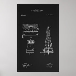 PÓSTER HUGHES TOOL COMPANY OIL DERRICK PATENT 1916