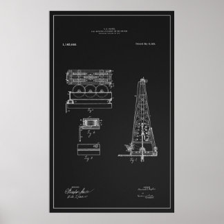 PÓSTER HUGHES TOOL COMPANY OIL DERRICK PATENT 1916