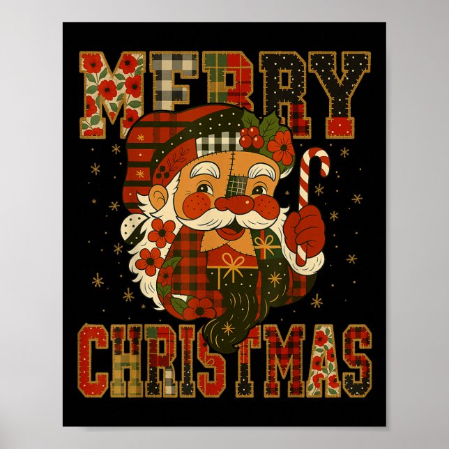 Poster Hugvyn Christmas_ Santa Claus Feliz de Patchwork C (Frente)