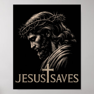 Poster Hugvyn Jesus Salva Fé Cristã Minimalista Cruz