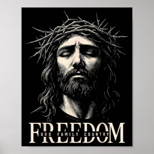 Poster Hugvyn Liberdade Jesus Rosto Cristão Coroa Deus Fa