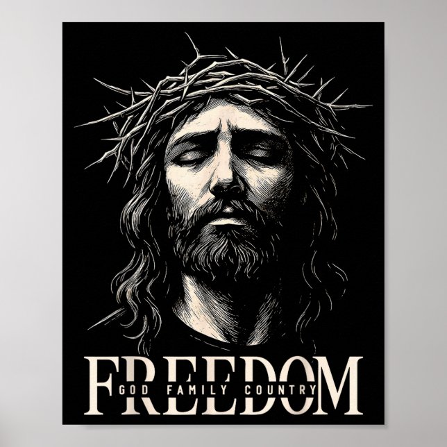 Poster Hugvyn Liberdade Jesus Rosto Cristão Coroa Deus Fa (Frente)
