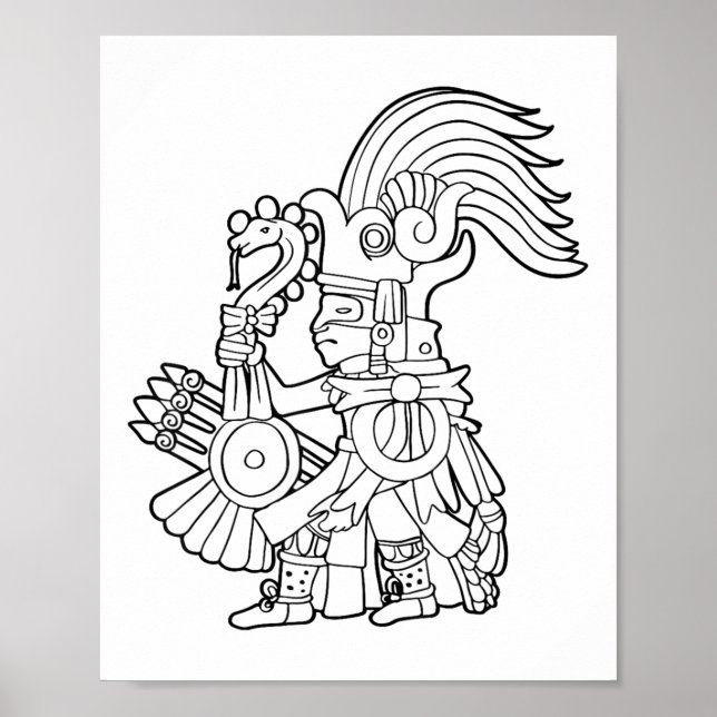 Poster Huitzilopochtli Asttec Deus Asttec Mitologia Mayan (Frente)