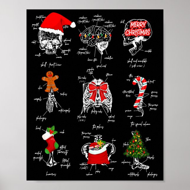 Poster Human Skeleton Anatomy Christmas Medical Student X (Frente)
