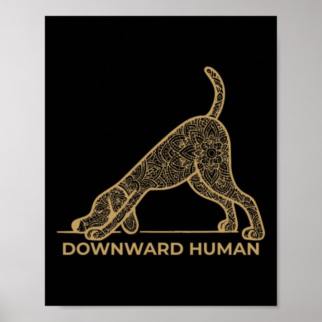 Poster Humano Descendente – Mandala Cachorro Pose Yoga Am (Frente)