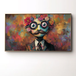 Poster Humanoide Caprichoso Com Olhos Grandes e Cabelo Fl