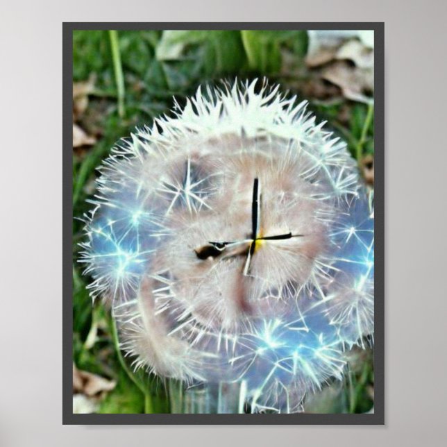 Poster Humble dandelion clock A.I. melhorou a foto. Pôste (Frente)