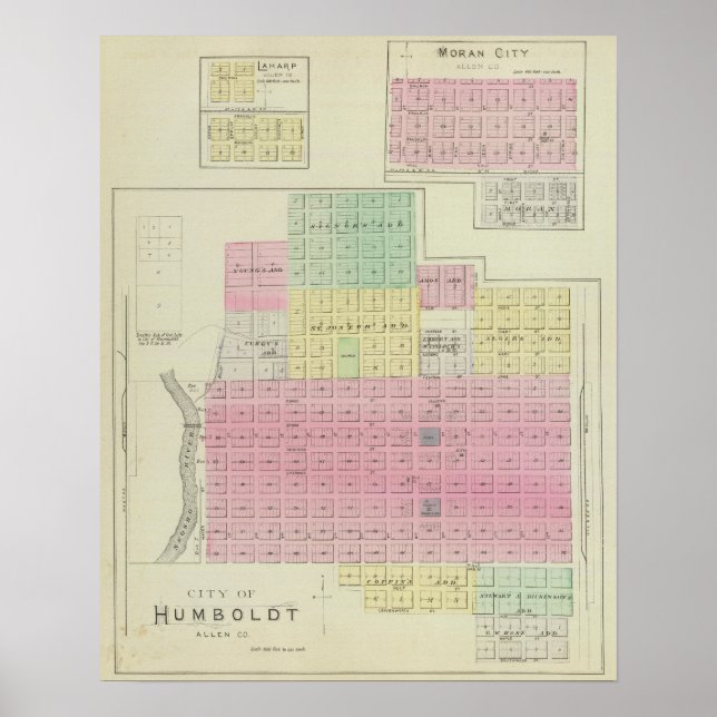 Poster Humboldt, Moran City e Laharp, Kansas (Frente)