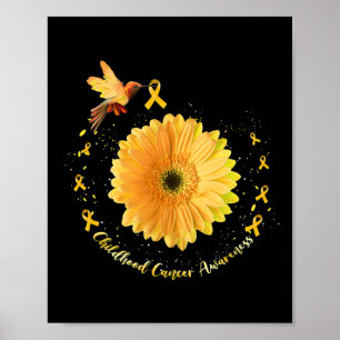 Poster Hummingbird Amarelo Cancer de Infância de Girassol