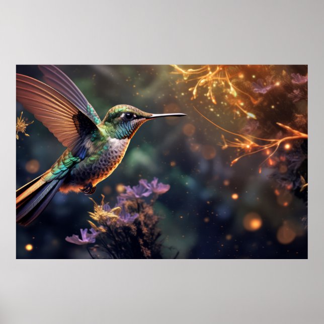 Poster Hummingbird Animal Bird Wilderness Art (Frente)