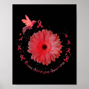 Poster Hummingbird Burgundy Cérebro Sunflower Aneurysm Aw