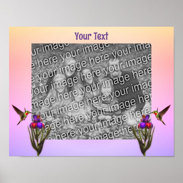 Poster Hummingbird E Iris Flor Criam O Seu (Frente)