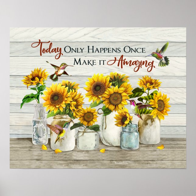 Poster Hummingbird e Sunflower Tornem isso incrível (Frente)