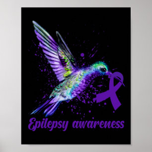 Poster Hummingbird Roxo Fita Epilepsia Mês