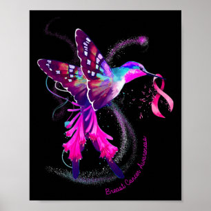 Poster Hummingbird Segura Fita Rosa Cancer de Fita Awaren