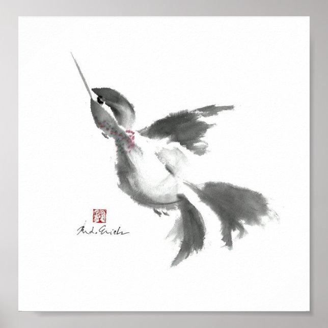 Póster Hummingbird, Sumi-e (Frente)