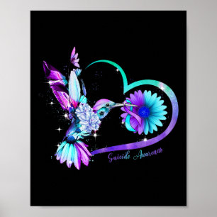 Poster Hummingbird Sunflower Hearple Ribbon Suicídio