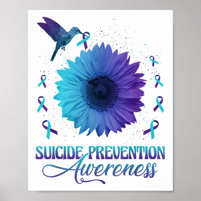 Poster Hummingbird With Sunflower Suicide Prevention Awar (Frente)