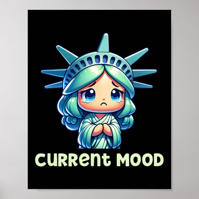 Poster Humor Atual - Kawaii Triste Dama Liberdade Sutil A (Frente)