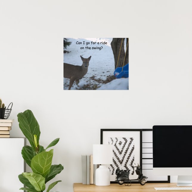 Poster Humor Bebê Buck Snow Balanço Azul Bebê (Escritório em casa)