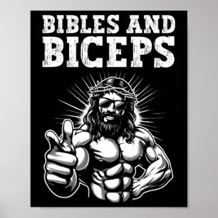 Poster Humor de academia musculação fitness Bíblias e Bíc
