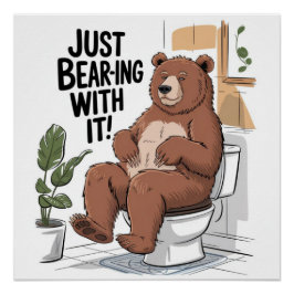 Póster Humor De Banheira Rustic Lodge Apenas Brincando Co