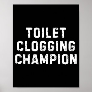 Poster Humor de Banheiro Engraçado Entupimento de Vaso Ch