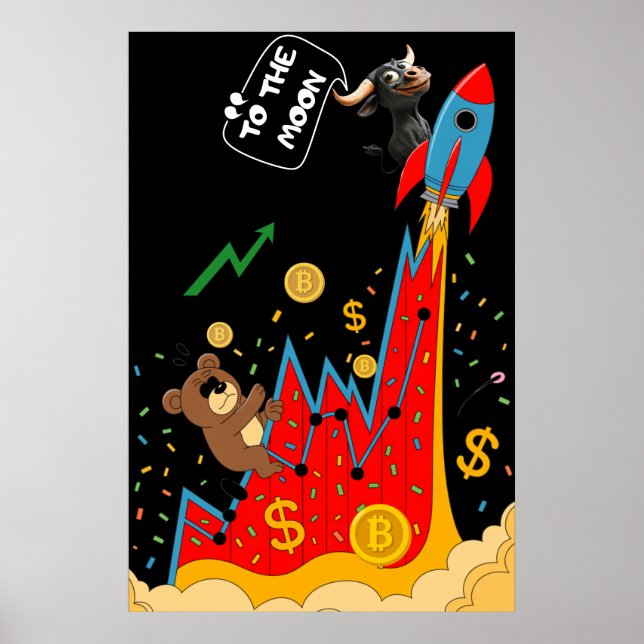 Poster Humor de Criptomoedas e Mercado de Ações (Frente)