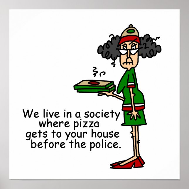 Poster Humor de Entrega de Pizza (Frente)