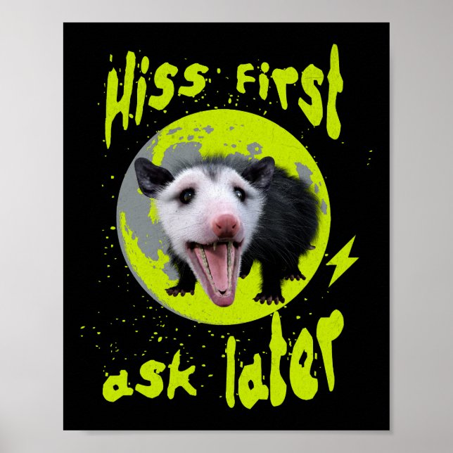 Poster Humor de Gambá Engraçado: Rosnar Primeiro, Pergunt (Frente)