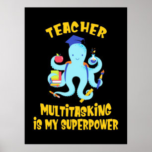 Poster Humor de Multitarefa do Professor