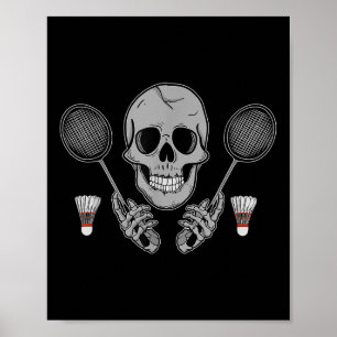 Poster Humor de Peteca de Badminton Ventoinha Esqueleto H