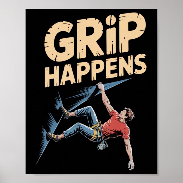 Poster Humor Divertido de Escalada em Blocos Acontece Pre (Frente)