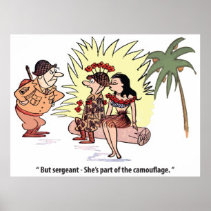 Poster Humor do Exército, Soldado com Mulher Bonita, Engr
