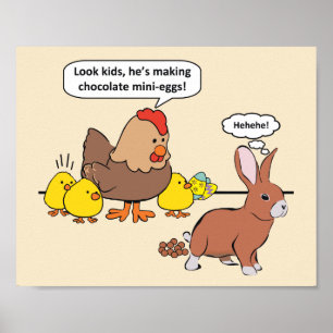 Póster Humor dos ovos de chocolate do coelhinho da Pásco