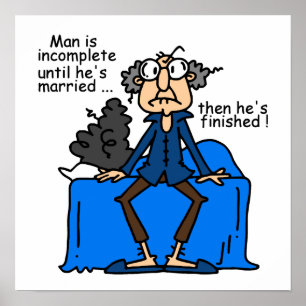 Póster Humor então terminado incompleto do casamento
