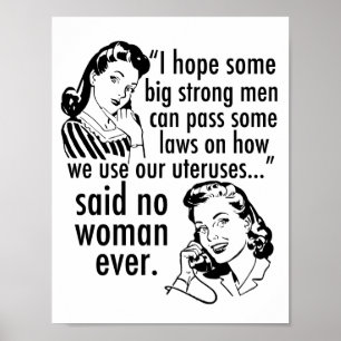 Poster Humor Feminista Pró-Escolha Cartoon Político Retro