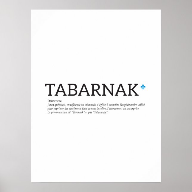 Póster Humor Francês Juron Joual Tabanak Québec (Frente)