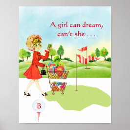 Poster Humor Grocery Comprando vs Golf Girl Conseguem Son