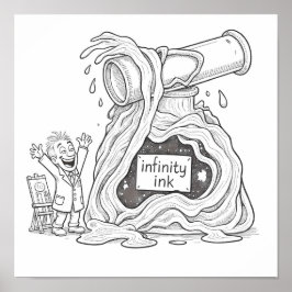 Poster Humorous Cartoon Infinity Ink Decoupage Line Art