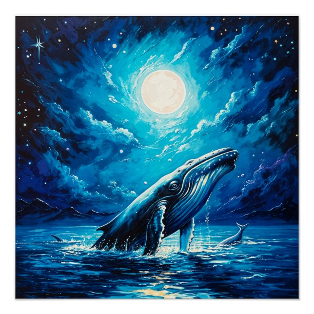 Póster Humpback Whales Under Moonlight (Frente)